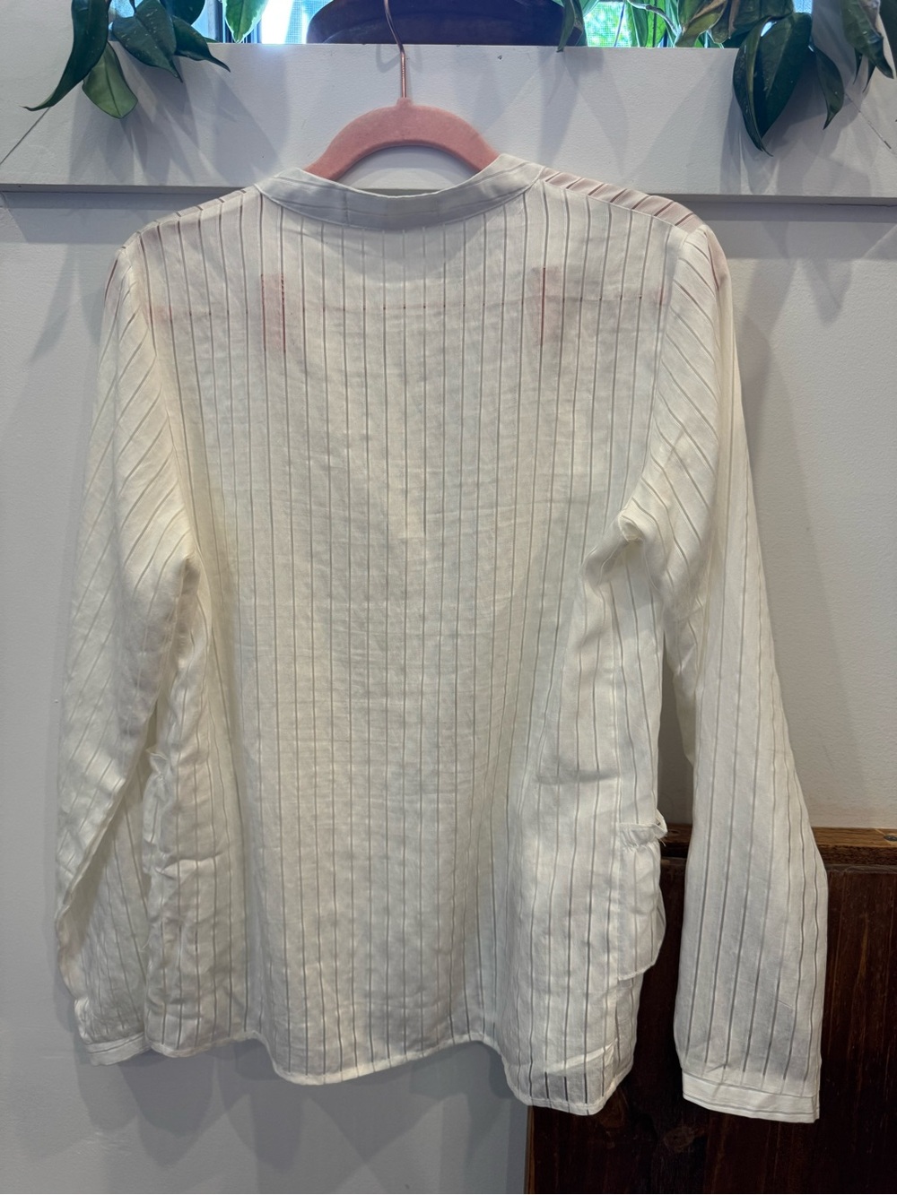 Women's Cream Ruffle Button-Front Blouse - Picture 3 of 3